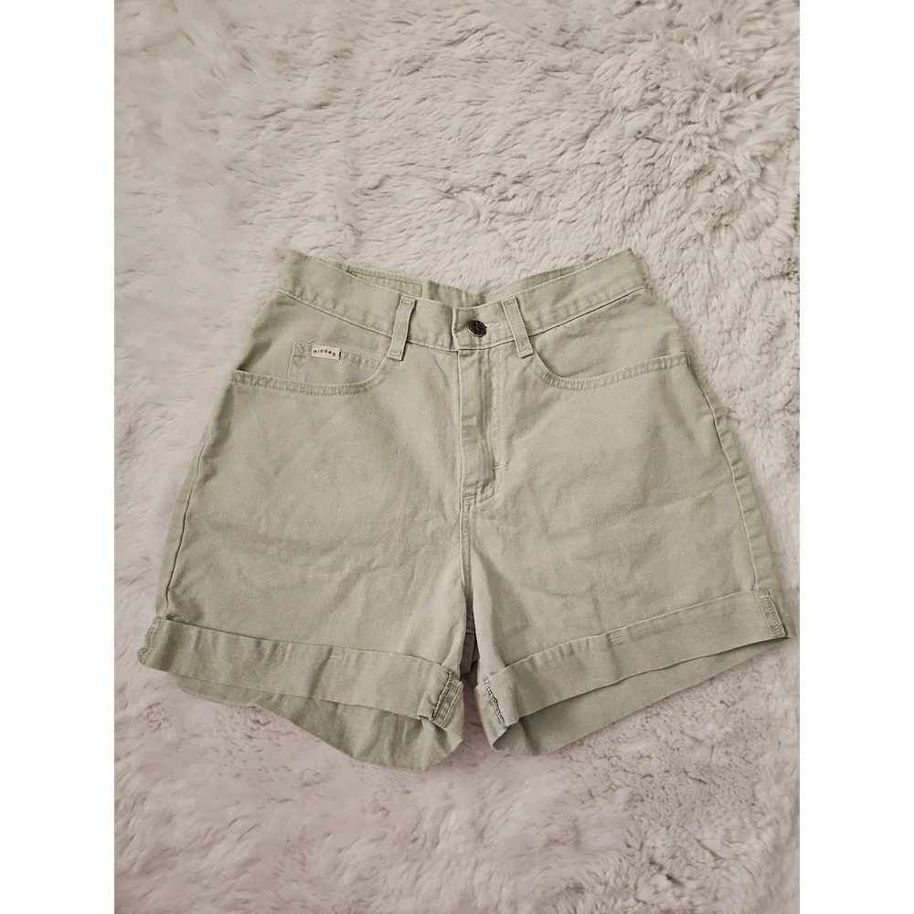 VTG 90s Denim Riders High Waisted Sage Green Shorts Women's Size 6M 26